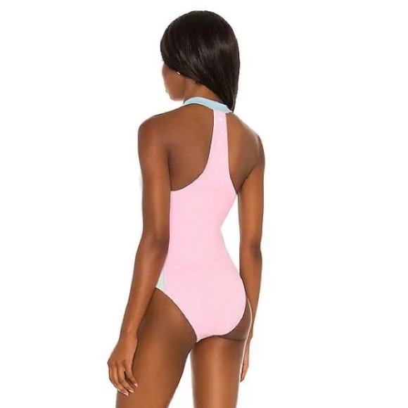 LoveShackFancy x Hurley Max Colorblock One Piece in Pink - Picture 2 of 9